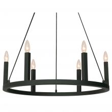 AFX Lighting, Inc. GRCP26CBBK - 26" 6-Light Grace Chandelier - Black