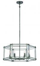 Minka-Lavery 3856-756 - 24" 6-Light Langen Square Hexagon Chandelier - Antique Nickel