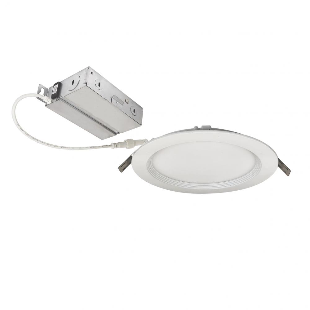 6" E-Series FLIN Round LED Downlight Selectable 5CCT, Matte Powder White Finish, 120V Triac/ELV