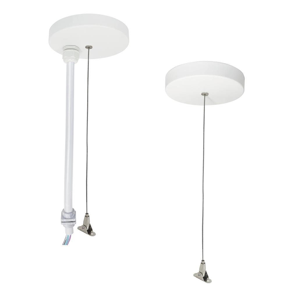 8' Pendant Power & Aircraft Mounting Kit for NLUD Series, White Finish, wired for EM