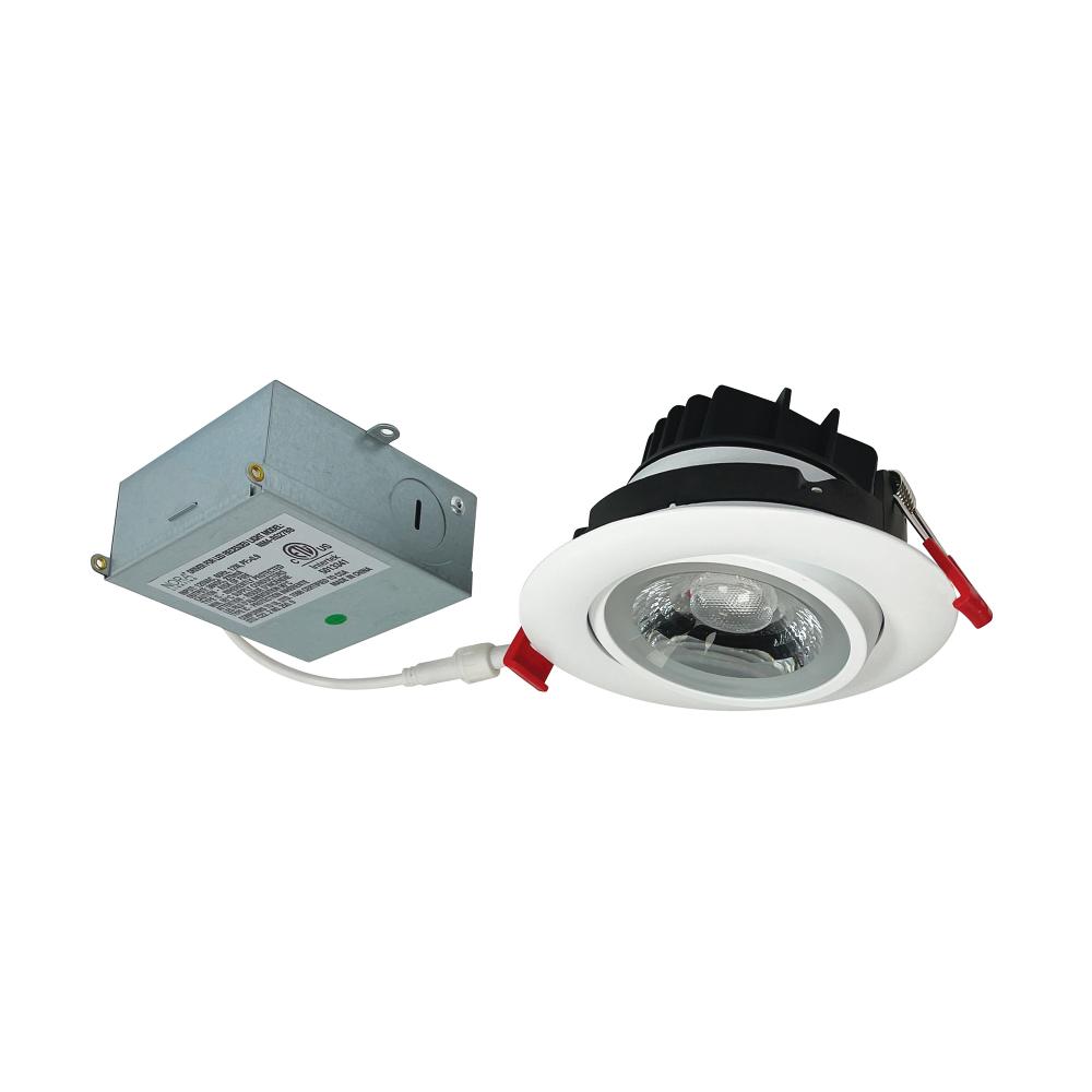4" M4 Round LED Adjustable Gimbal, 950lm / 12W, 3000K, 120V, Matte Powder White