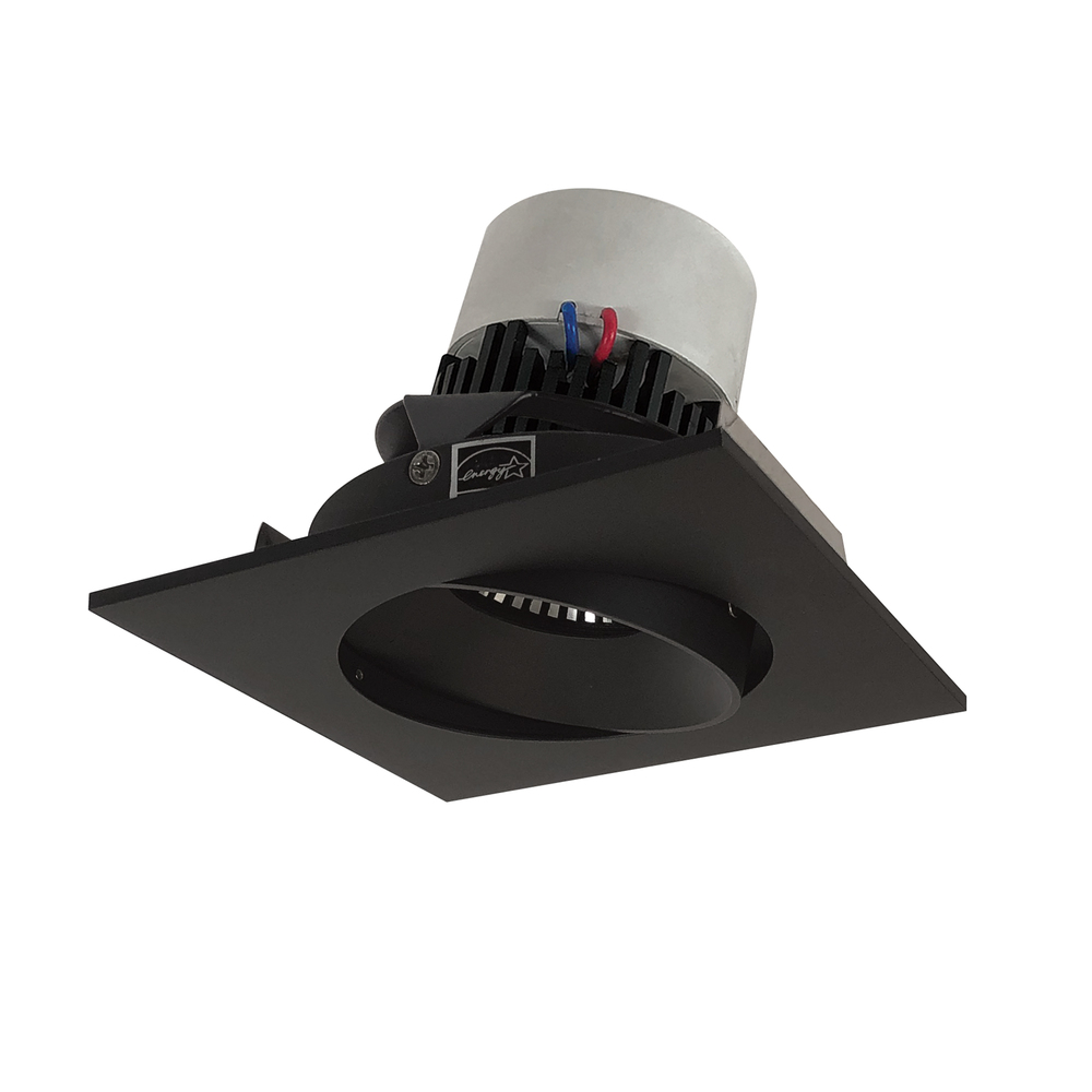 4" Pearl LED Square Adjustable Cone Retrofit, 1000lm / 12W, 2700K, Black Reflector / Black