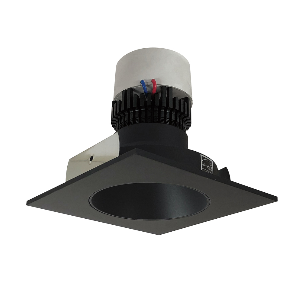 4" Pearl LED Square Retrofit Reflector with Round Aperture, 1000lm / 12W, 2700K, Black Reflector