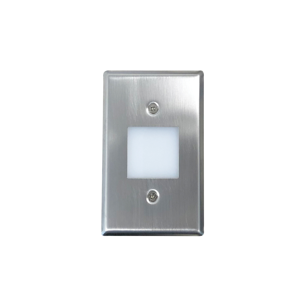 Mini LED Step Light w/ Frosted Glass Lens Face Plate, 1W, 90+ CRI, 2700K, Brushed Nickel, 120V