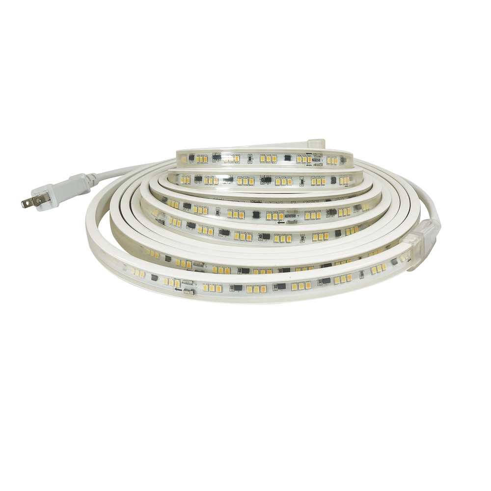 120V Continuous LED Tape Light, 150-ft, 330lm / 3.6W per foot, 4000K, w/ Mounting Clips and 8'
