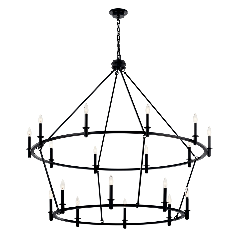 Carrick 54.25 Inch 18 Light 2-Tier Chandelier in Black