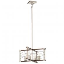 Kichler 44253NI - 14" 4-Light Pendant - Brushed Nickel & Wood