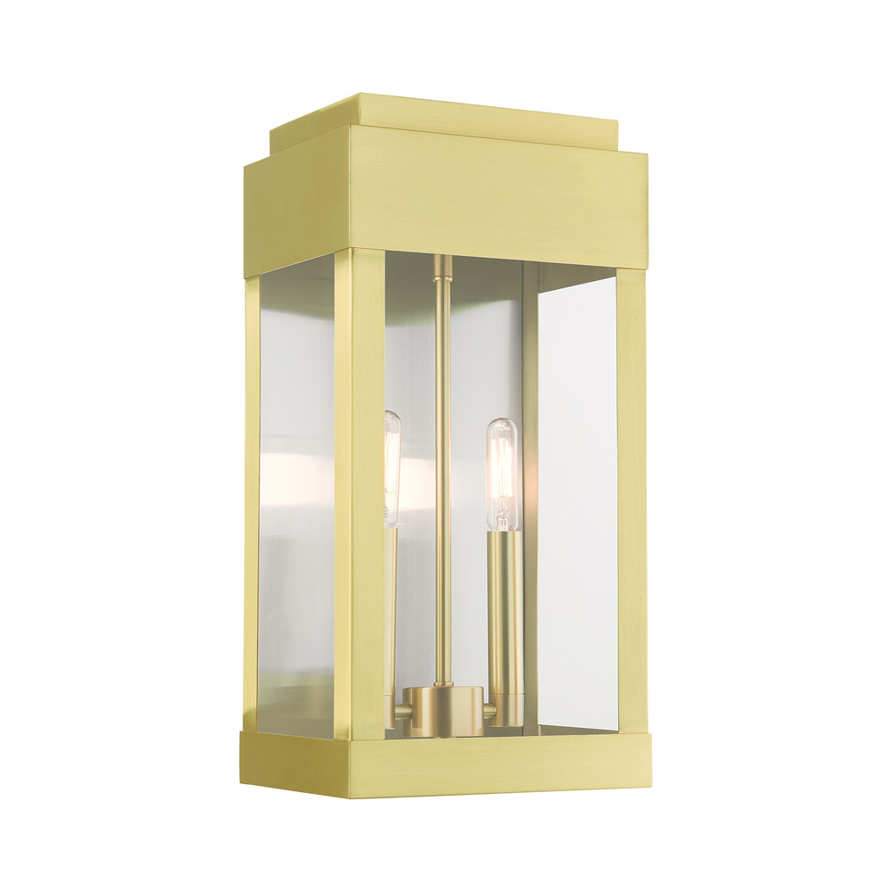 2 Lt Satin Brass  Outdoor Wall Lantern