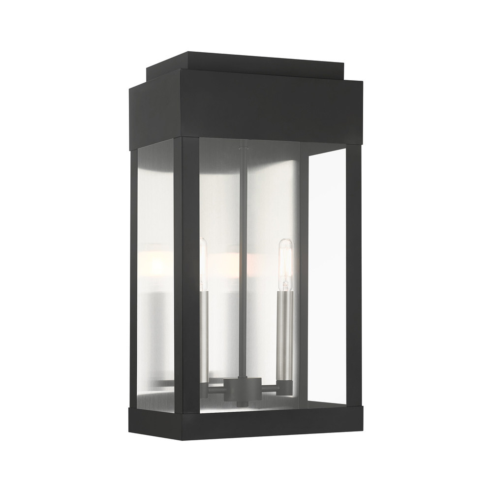 2 Lt Black   Outdoor Wall Lantern