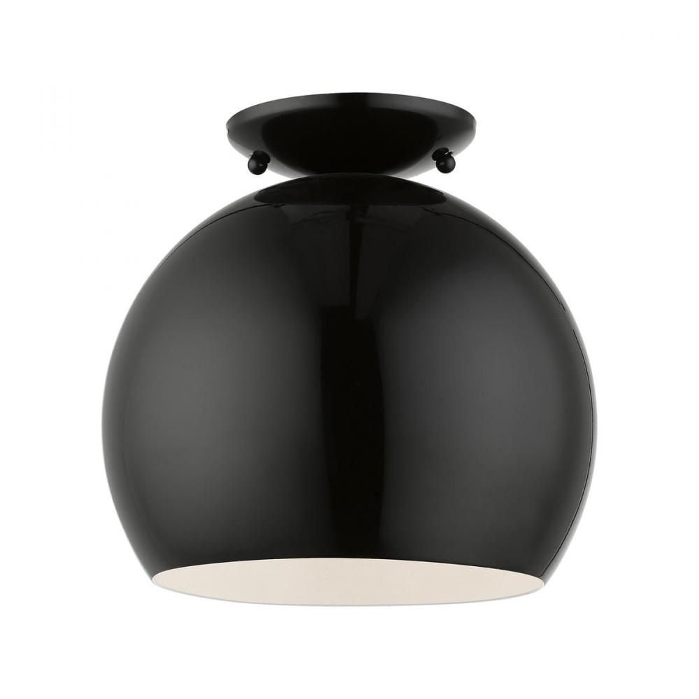 1 Light Shiny Black Semi-Flush Mount