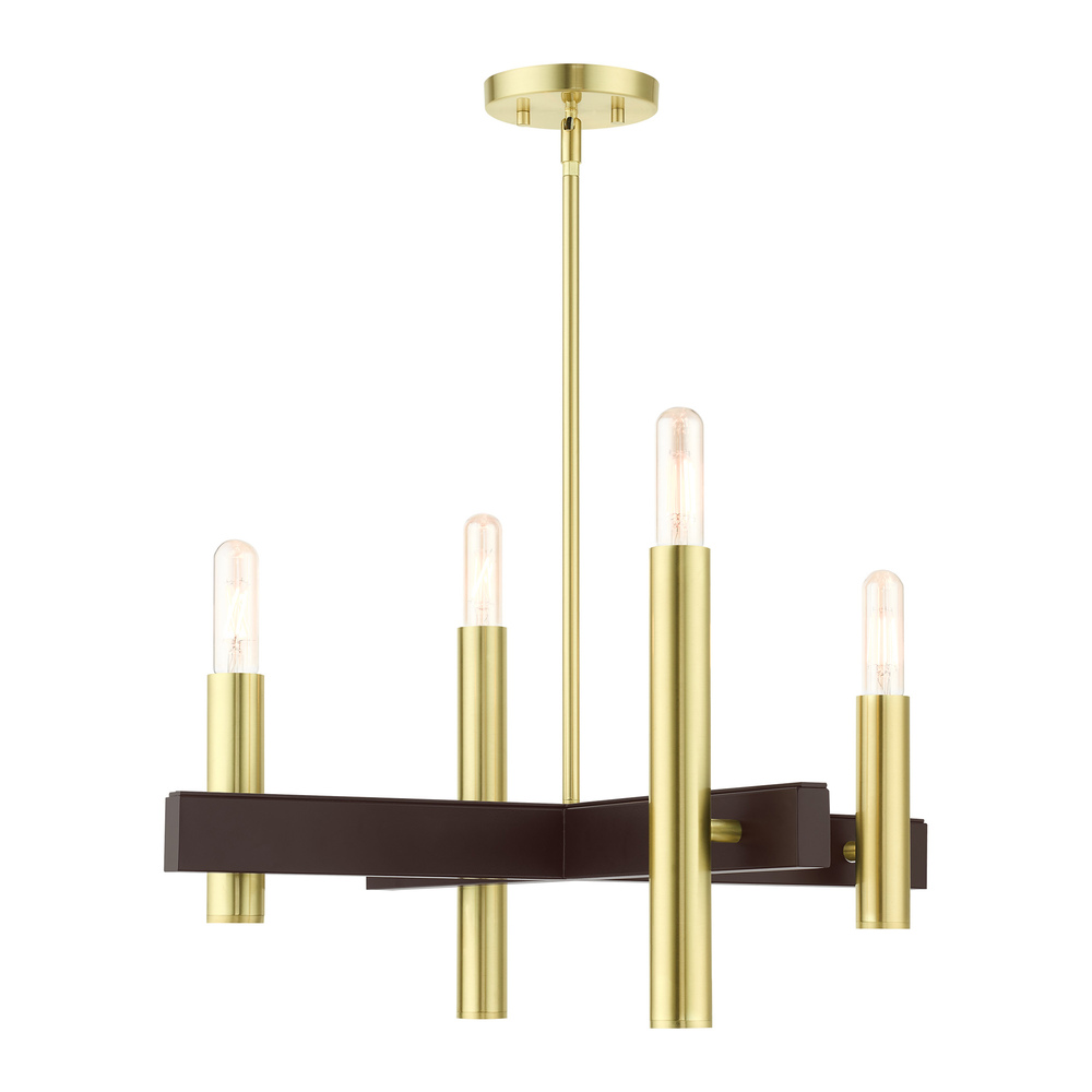 4 Lt Satin Brass Chandelier