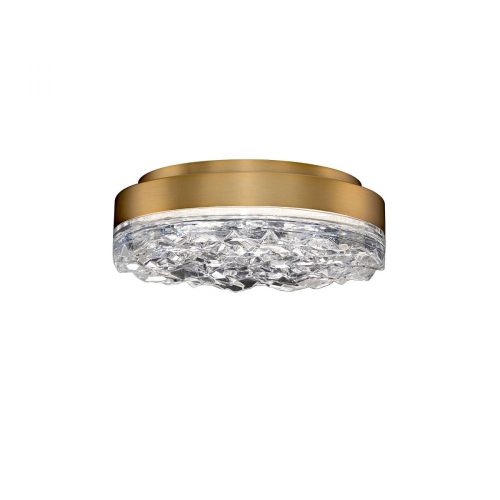 Bramble 12in 120/277V LED Flush Mount in Aged Brass with Radiance Crystal Dust