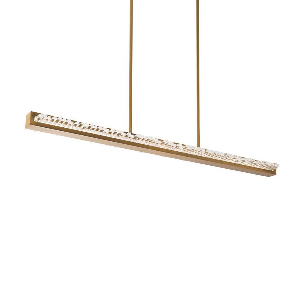 Frozen 47in 120-277V LED Pendant in Aged Brass with Optic Crystal