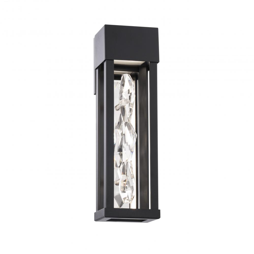 Polar 16in LED 3000K/3500K/4000K 120V-277V Outdoor Wall Sconce in Black with Clear Optic Crystal