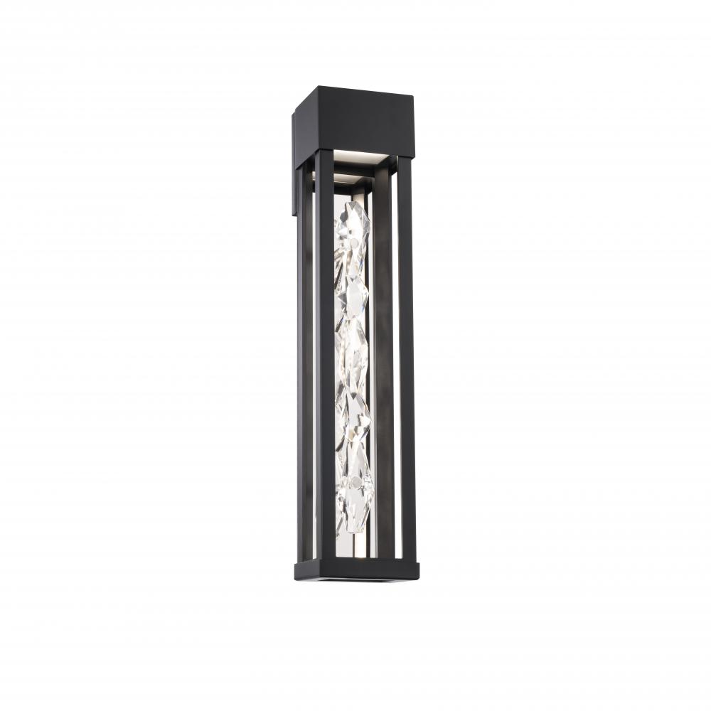 Polar 22in LED 3000K/3500K/4000K 120V-277V Outdoor Wall Sconce in Black with Clear Optic Crystal