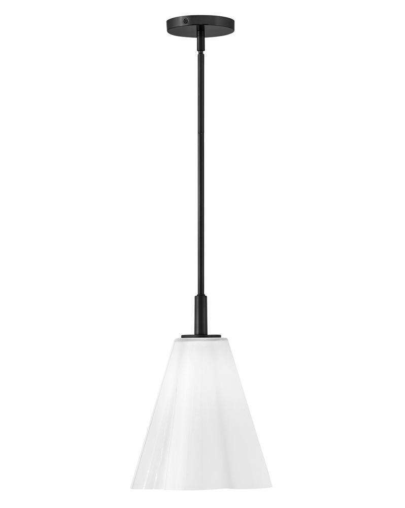 11" 1-Light Pendant - Black & Opal Glass
