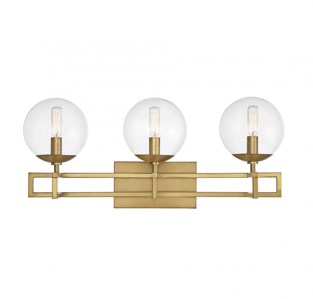 Crosby 3-Light Bathroom Vanity Light in Warm Brass
