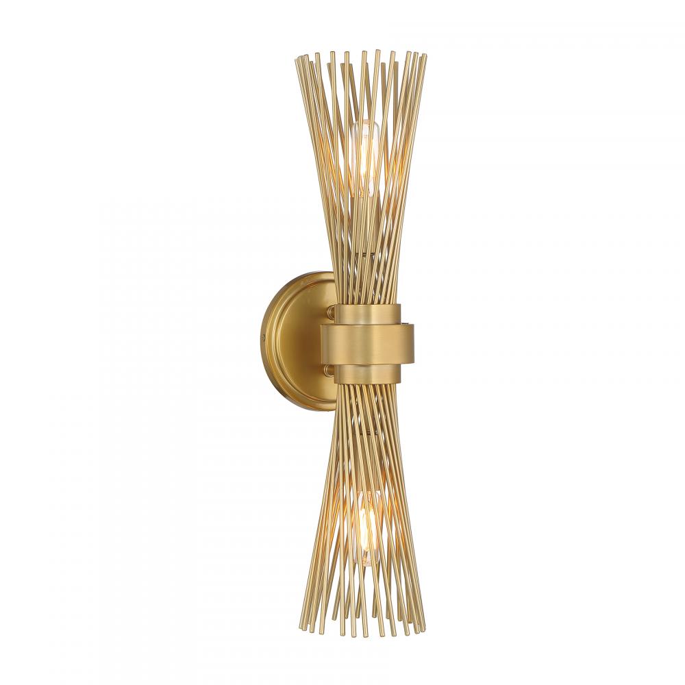 Longfellow 2-Light Wall Sconce in Burnished Brass