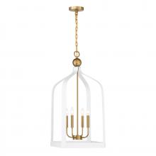 Savoy House 7-7802-4-142 - Sheffield 4-Light Pendant in White with Warm Brass Accents