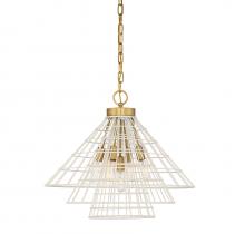 Savoy House 7-8850-5-142 - Lenox 5-Light Pendant in White with Warm Brass Accents