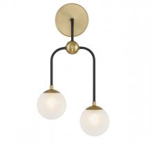 Savoy House 9-6696-2-143 - Couplet 2-Light Wall Sconce in Matte Black with Warm Brass Accents