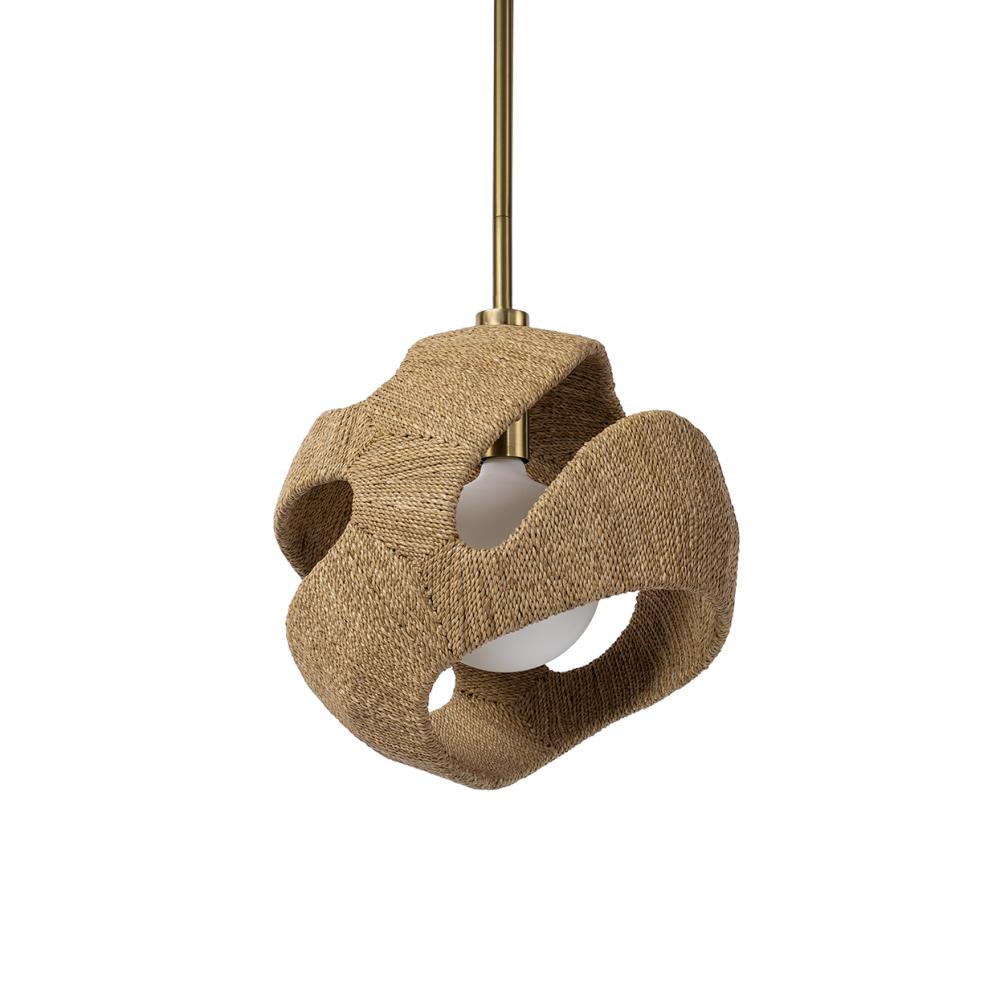 14" 1-Light Corsica Pendant/Mini - Natural & Antique Brass