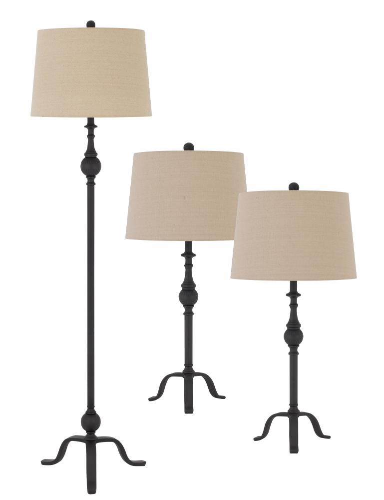 3 pcs package. 2 pcs of 150W 3 way adjustable metal table lamps. 1 pc of 150W 3 way adjust