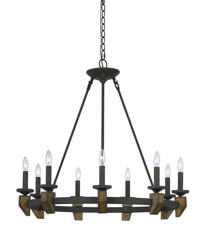 60W X 9 Cruz Metal/Wood Chandelier