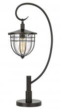 CAL Lighting BO-2993DK - 60W Alma metal/glass downbridge lantern style table lamp (Edison bulb included)