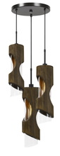CAL Lighting FX-3669-3 - 60W X 3 Zamora 3 Light Wood Pendant With Clear Glass Shade (Edison Bulbs Not included)