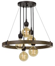 CAL Lighting FX-3687-5 - 60W X 5 Martos Metal/Wood Chandelier. (Edison Bulbs included)