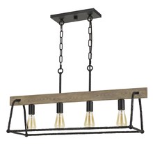 CAL Lighting FX-3712-4 - Lockport Hang Forged  Metal/Wood Island Chandelier (Edison Bulbs Not included)