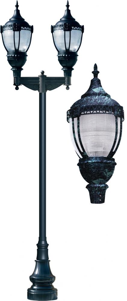 CAST ALUM DRK TOP DECO BASE ACORN FIX 2 X 150W MH MT