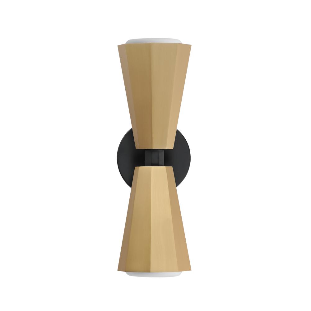 16" 2-Light Rizzo Wall Sconce - Natural Aged Brass & Matte Black