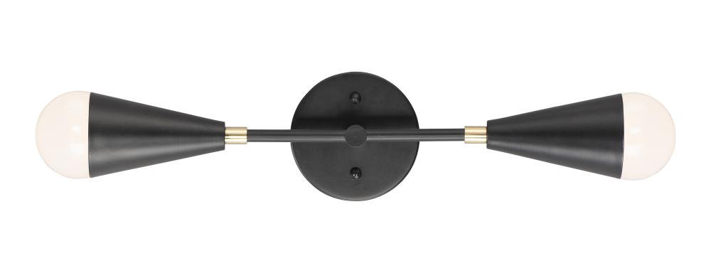 18" 2-Light Lovell Wall Sconce - Black & Satin Brass