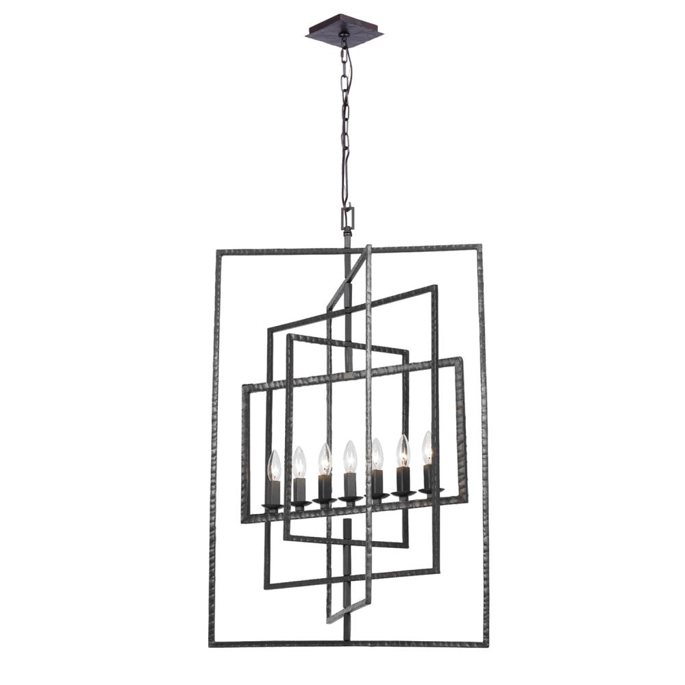 24" 7-LightCapri Chandelier - Raw Steel