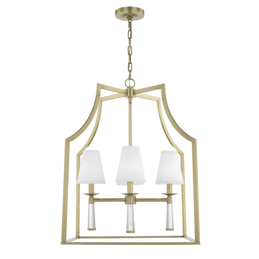 22" 4-Light Baxter Lantern Chandelier - Aged Brass