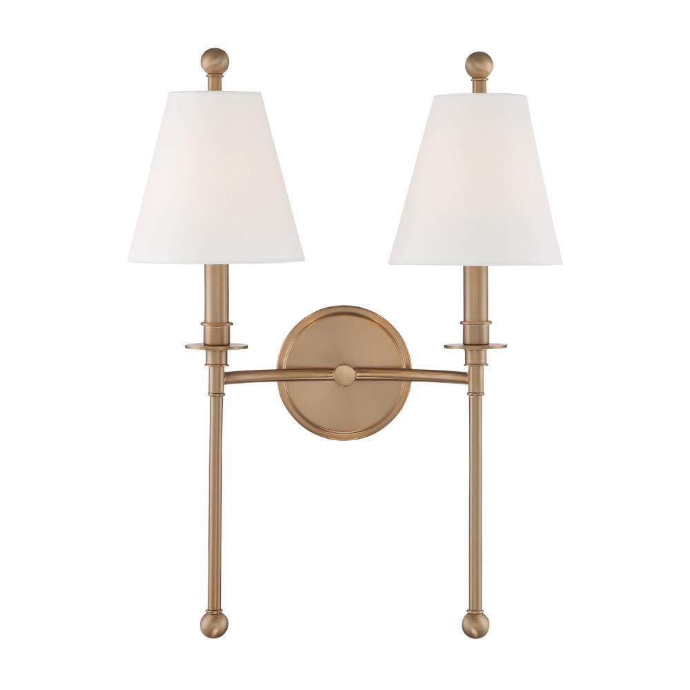 20" 2-Light Convertible Riverdale Sconce - Aged Brass