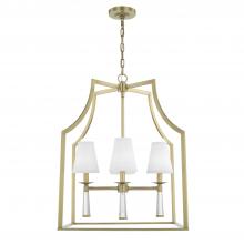 Crystorama 8864-AG - 22" 4-Light Baxter Lantern Chandelier - Aged Brass