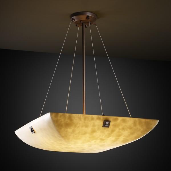 18" LED Pendant Bowl w/ Pair Square w/ Points Finials