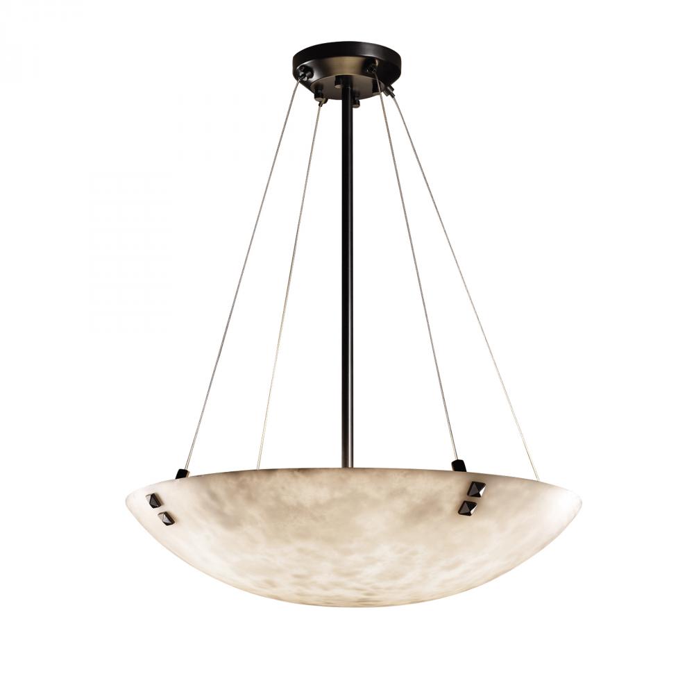 24" LED Pendant Bowl w/ PAIR SQUARE FINIALS