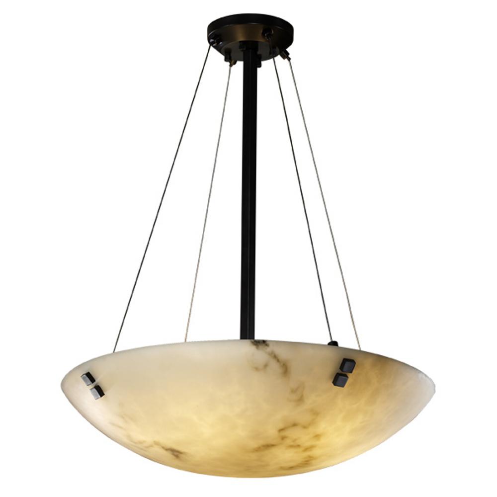 24" LED Pendant Bowl w/ PAIR SQUARE W/ POINTS FINIALS