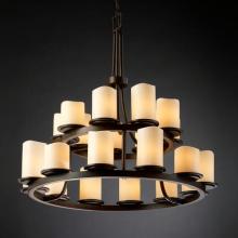 Justice Design Group CNDL-8767-14-CREM-DBRZ - Dakota 21-Light 2-Tier Ring Chandelier