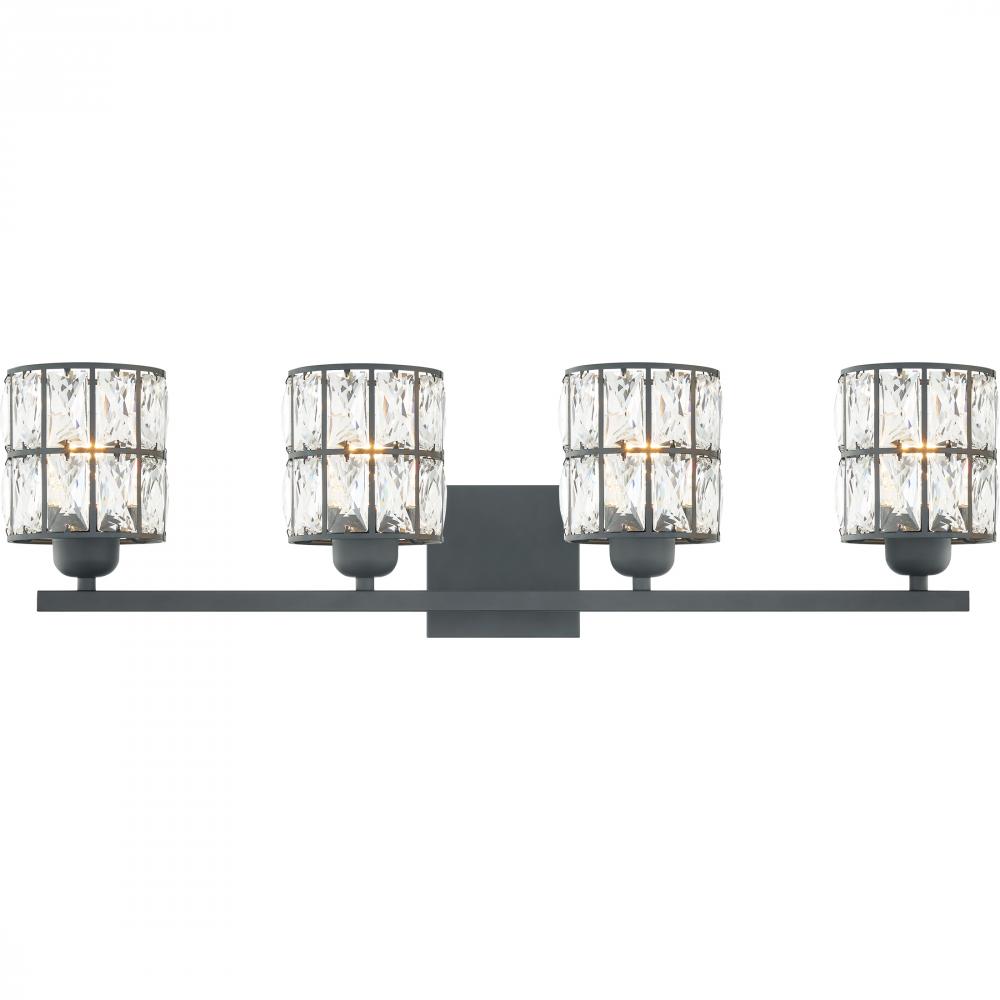 30" 4-Light Gibson Vanity - Black & Crystal