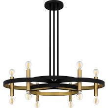 Quoizel WID5030MBK - 30" 12-Light Winsland Chandelier - Matte Black & Gold