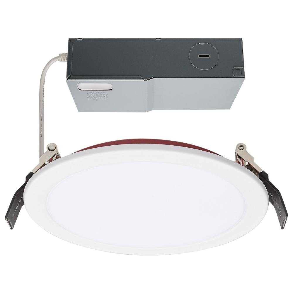 6" Round CCT Selectable LED Fire Rated Direct Wire Downlight - White Finish