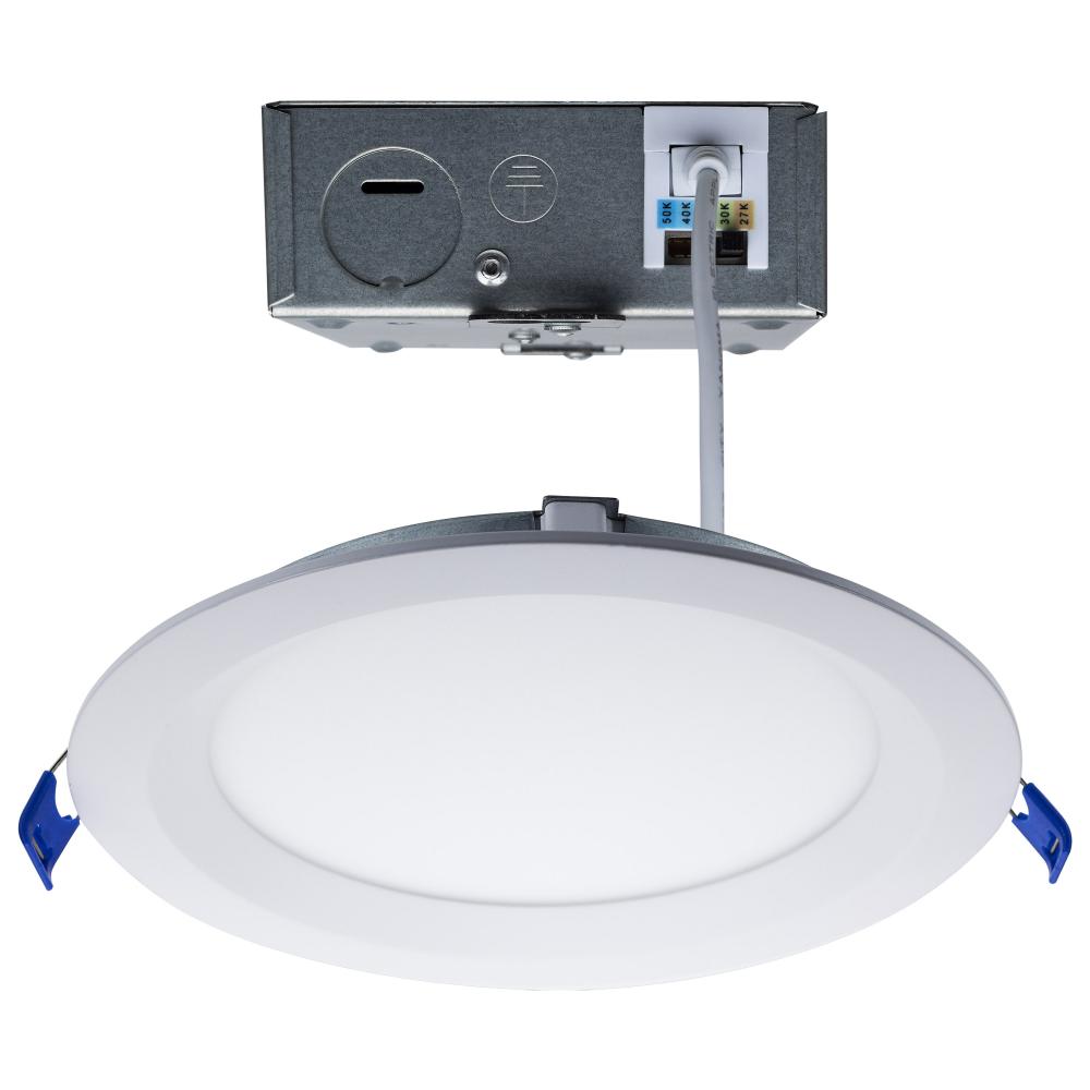 6" Round CCT Selectable LED Low Profile Regress Baffle Downlight - White