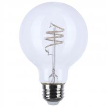 Satco Products Inc. S11522 - Medium Base; G25; 6 Watt; 2700K LED - Clear with Flex Gray Coil Filament