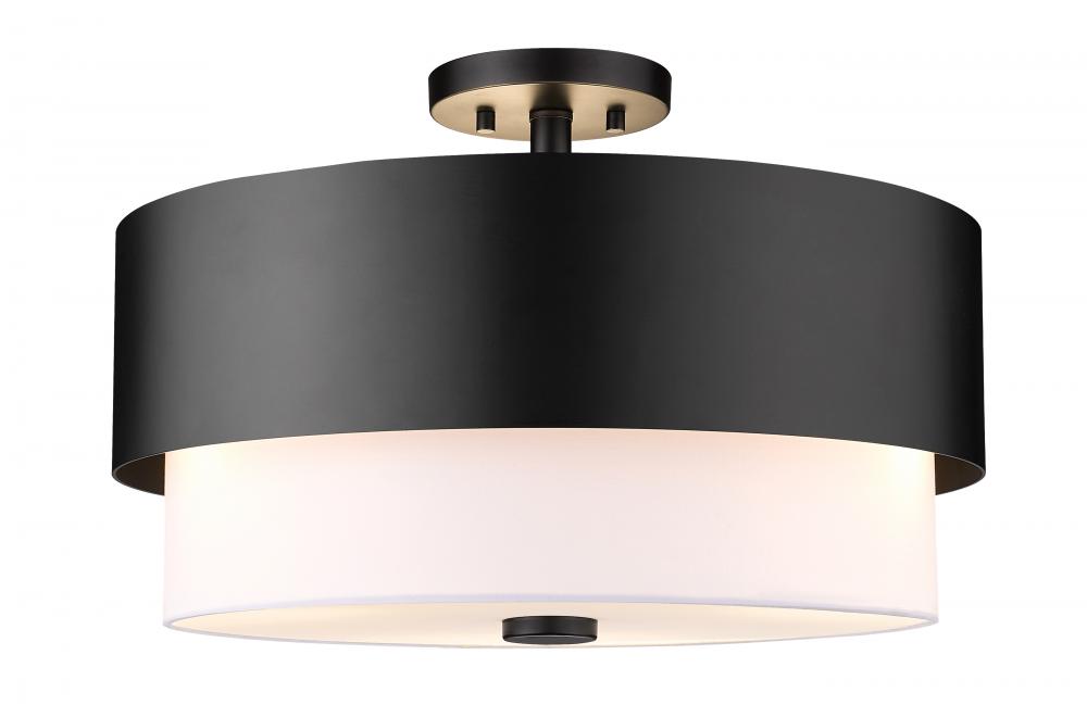 18" 3-Light Semi-Flush Mount - Black