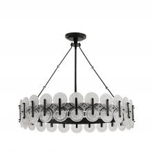 Arteriors Home DK82001 - 31" 8-Light Rondelle Chandelier - Blackened Iron & Clear Seedy Glass